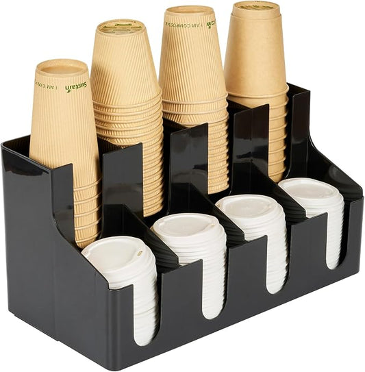 Restaurantware Restpresso Coffee Bar Organizer, 1 Count Durable 8 Compartments, Compact Size, Black Plastic Tabletop Coffee Supplies Organizer For Homes, Office Spaces, Breakrooms, and Lounges by Restaurantware