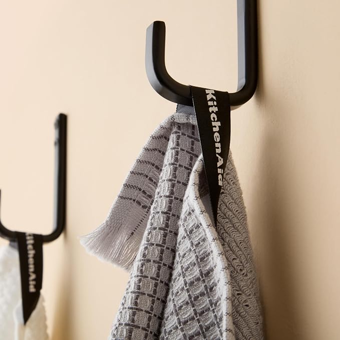 KitchenAid Gourmet Series Gridlines Kitchen Towels 3-Pack Set, 100% Cotton Absorbent, Matte Grey, 18"x28" - Image 3