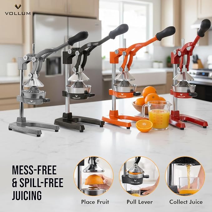 Manual Fruit Juicer - Commercial Grade Home Citrus Lever Squeezer for Oranges, Lemons, Limes, Grapefruits and More - Stain. | Heavy-duty stainless steel press handles lemons, limes, and grapefruits. Easy-squeeze lever arm suits home or commercial use. - Image 7