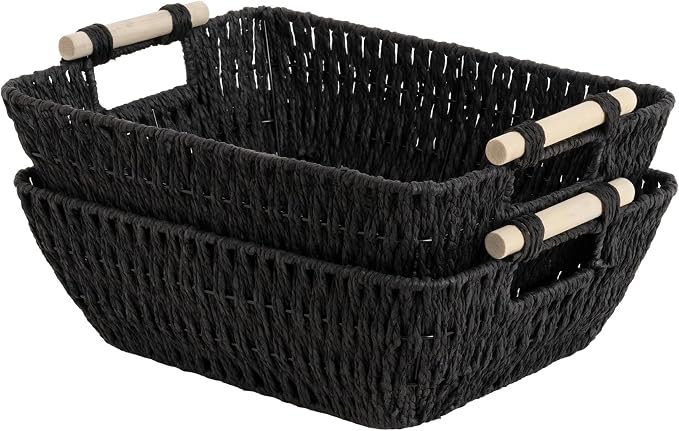 Storageworks Wicker Baskets, Toilet Paper Baskets For Shelf, Bosana Green by StorageWorks