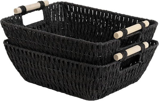 Storageworks Wicker Baskets, Toilet Paper Baskets For Shelf, Bosana Green by StorageWorks
