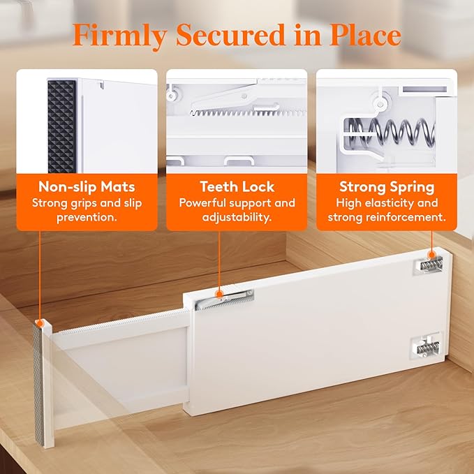 Lifewit 5" Tall Upgrade Drawer Dividers, Adjustable Deep Drawer Organizer | 13.5"-22" Expandable White Drawer Separator for Clothes, Dresser/Kitchen/Closet/Bedroom/Office Organization & Storage, 5 Pack - Image 4