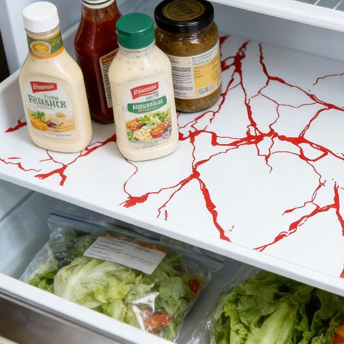 Red Marble Pattern Shelf Liner, Non-Adhesive Non-Slip Thickened | Drawer Liner Easy to Clean for Kitchen Cabinets, Tool Box, Refrigerator, Knife & Tape Measure17.3×236.2in - Image 4