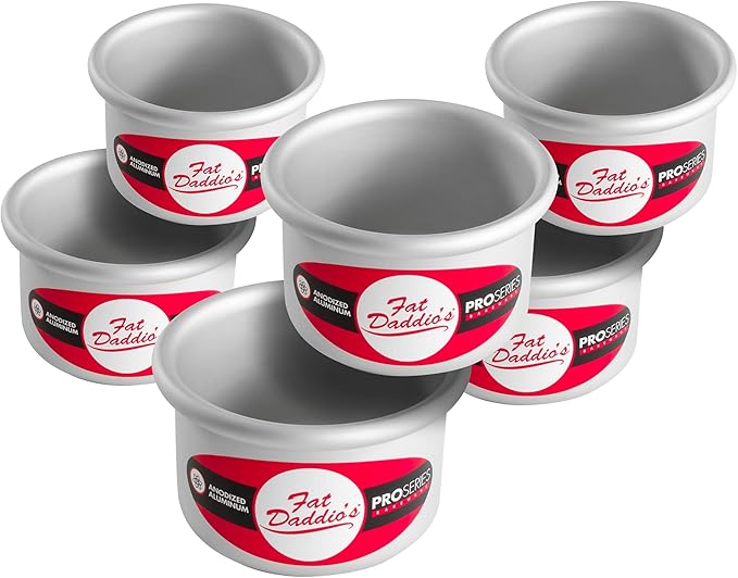 Fat Daddio's Anodized Aluminum Round Cake Pans, 6 Piece Set, 3 x 2 Inch by FatDaddios