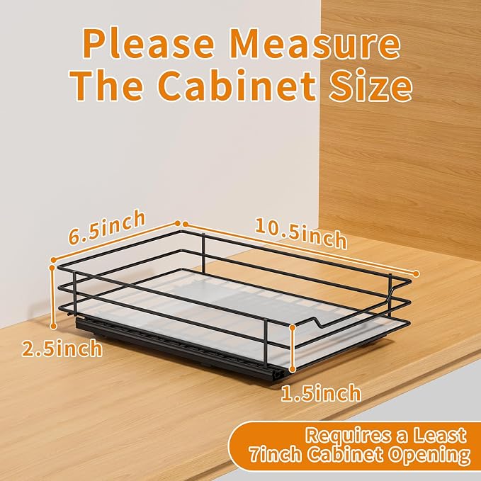 RCHYFEED Pull Out Spice Rack Organizer for Cabinet,6.5" Wx10.5 Dx2.5 H | Metal,Heavy Duty Slide Out Spice Rack,Ideal for Kitchen & Pantry Storage of Spices & Sauces - Image 5