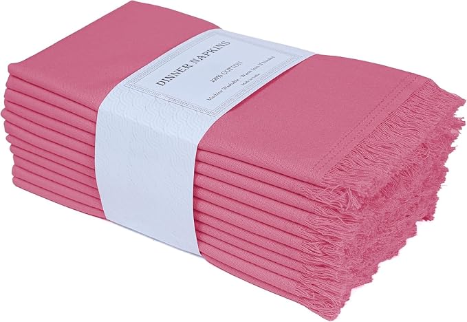 Bedding Craft Cotton Cloth Dinner Napkins Set of 12 – 18x18 Magical Forest with Frayed Selvedge Edges – Reusable Machine Washable Fabric Napkins for Weddings, Baby Showers, Parties & Dining by BeddingCraft