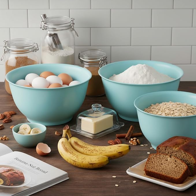 TP Melamine Mixing Bowl Set with Lids, Salad Bowl Set of 3, Glossy Teal | Nesting Design,Break-resistant,Pasta & Salad Prep, Baking Prep, Space-saving Storage, Freezer Safe, Dishwasher Safe - Image 2
