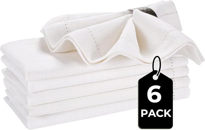 Cloth Dinner Napkins Set of 6 – 100% Cotton White Dinner Napkins 16x16 – Reusable for Easter, Christmas, Weddings, Baby Shower, Parties - Image 2