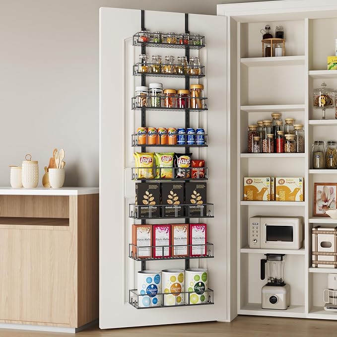 Bunoxea Black 8-Tier Over The Door Pantry Organizer, Pantry Organization And Storage, Metal Hanging Spice Rack Shelves Door, Home & Kitchen Essentials, Laundry Room Bathroom Organization - Image 8