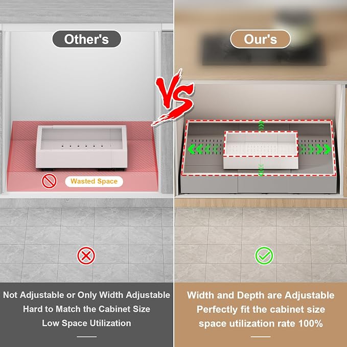 Fokyfok 2Pc Pull out Cabinet Organizer,18"-25"W,10"-13"D,Expandable | No Drill,Adjustable,Roll out Drawers,Adhesive Sliding Drawers,Slide out Shelves for Cabinets Without Lip,Kitchen,Pantry,White - Image 4