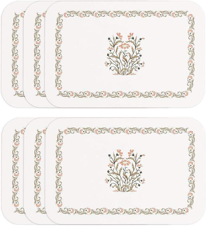 Vinyl Waterproof Placemats Set of 6 Rectangular,12"*17"-Aurora B | Wipeable Beautiful Print Place Mats,Stain Resistant,Heat Resistant,Everyday Meals,Kitchen,Dinning,Holiday,Decor by Isaennehomedecoration