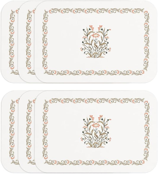 Vinyl Waterproof Placemats Set of 6 Rectangular,12"*17"-Aurora B | Wipeable Beautiful Print Place Mats,Stain Resistant,Heat Resistant,Everyday Meals,Kitchen,Dinning,Holiday,Decor by Isaennehomedecoration