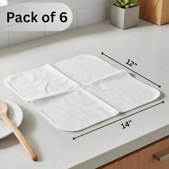 Flour Sack Shop Towels, White Cotton Cleaning Towels 14" x 12", Pack of 6 Reusable Absorbent Towels for Garage, Automotive, Workshop, Kitchen Cleaning, Polishing, Dusting & Multi-Purpose Use - Image 5