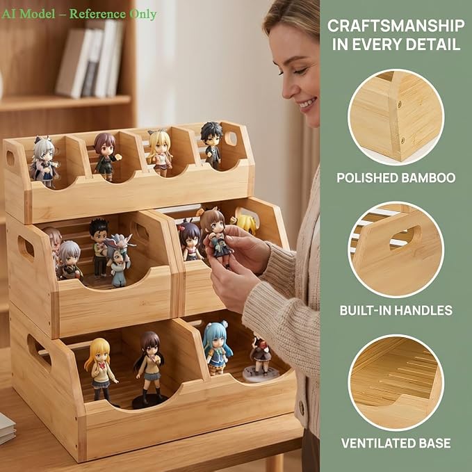 3 Tier Potato and Onion Storage Bin for Pantry | Natural Bamboo Rack Top and Hollow Ventilated Bottom,Eco-Friendly Organizer for Kitchen or Bathroom - Image 7