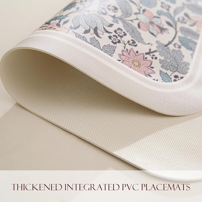 Vinyl Waterproof Placemats Set of 6 Rectangular,12"*17"-Hazel B | Wipeable Beautiful Print Place Mats,Stain Resistant,Heat Resistant,Everyday Meals,Kitchen,Dinning,Holiday,Decor - Image 7