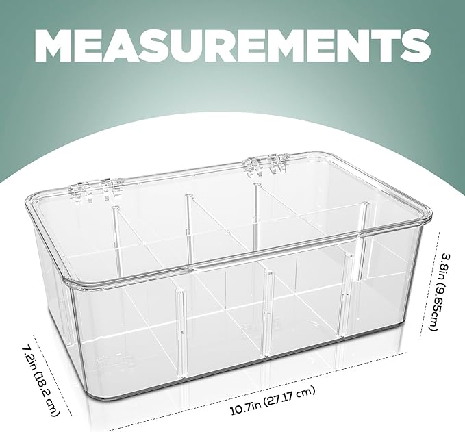 Utopia Home Tea Bag Organizer with Lids, Stackable Tea Box, 1 Pack, Clear | Partition Organizers with Lids For Drawers, Countertops, Fridge, Kitchen, Snack & Spice Organization - Image 2
