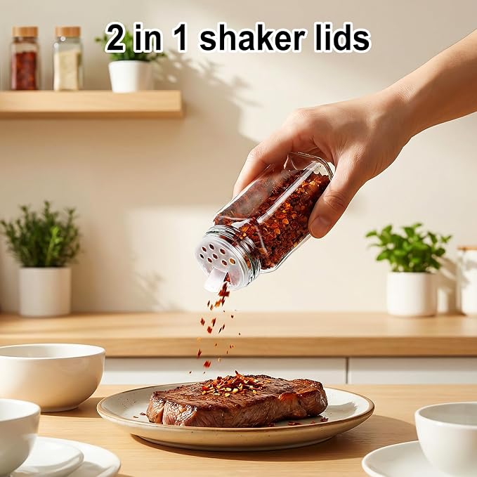 Spice Rack Organizer with Spice Jars & Labels for Countertop & Cabinet | 4-Tier Metal Spice Rack Organizer, 4 fl oz 24 Spice Jars with Bamboo Airtight Lids, 398 Labels for Kitchen Cabinet & Pantry - Image 3