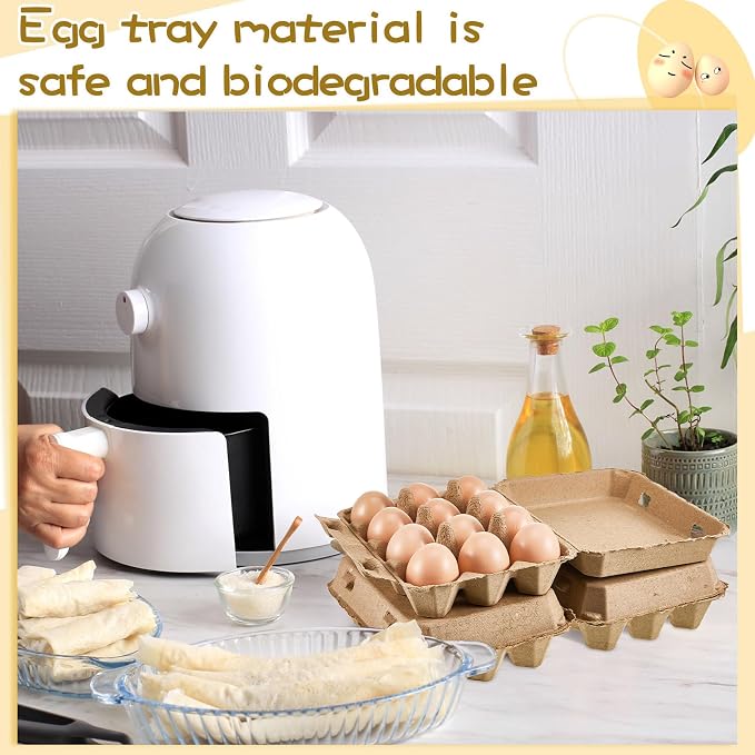 Rtteri 50 Pcs Egg Cartons Bulk 3x4 Style Egg Storage Containers Holder for Fresh Duck Quail Storage Kitchen Family Farmhouse (Natural Color) - Image 7