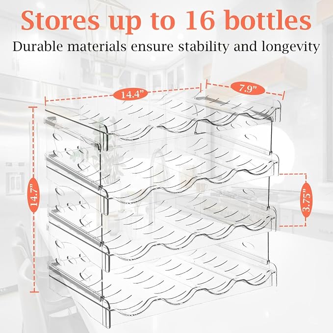 Stackable 4-Tier Water Bottle Organizer, Large Compartments for Kitchen, Cabinet Bottle Holder, Space-Saving Design - Image 5