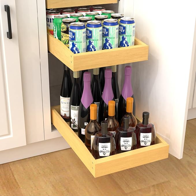 Wooden Pull out Cabinet Organizer 18" W x 21" D x 4.3" H, Heavy Duty Slide Out Drawers Pull-Out Home Organizers for Kitchen Cabinets - Image 7