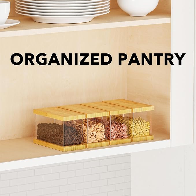 SpaceAid Bamboo Food Storage Container - Airtight Cereal Containers with Lids, Kitchen Cereal Canisters Pantry Organizers and Storage for Rice, Flour, Coffee, Snack, Extra Small 1 Pack - Image 4