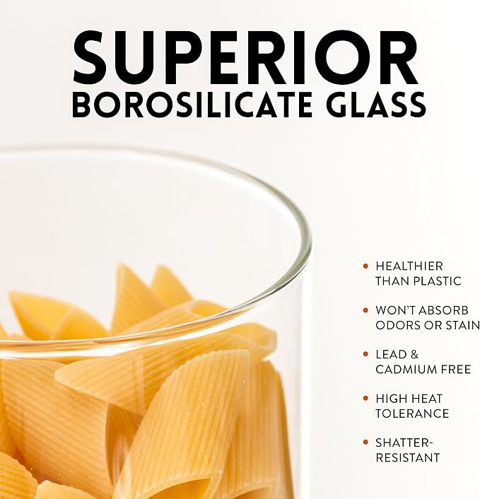 Glass Spaghetti Kitchen Storage Containers with Airtight Silicone Lids, BPA-Free Pantry Glass Storage Jars with Airtight Lid for Pasta and Dry Foods - Set of 3 with Portion Tool - Image 7