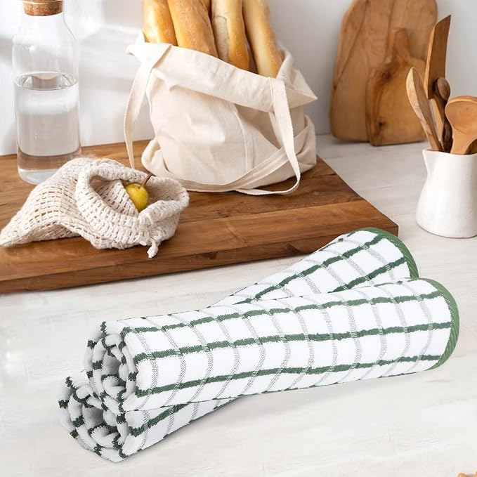 Urban Villa Kitchen Towels Cotton Dish Towels 20”x30” (Set of 3) Green Wht - Image 9
