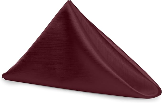 17x17-Inch Shantung Cloth Napkins, Burgundy, Set of 120 | Bulk Case of 10 Dozen, Satin, Square, 100% Polyester Fabric, Reversible, Faux Dupioni Silk Reverse Side, Machine Washable by UltimateTextile
