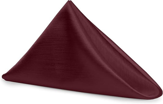 17x17-Inch Shantung Cloth Napkins, Burgundy, Set of 120 | Bulk Case of 10 Dozen, Satin, Square, 100% Polyester Fabric, Reversible, Faux Dupioni Silk Reverse Side, Machine Washable by UltimateTextile