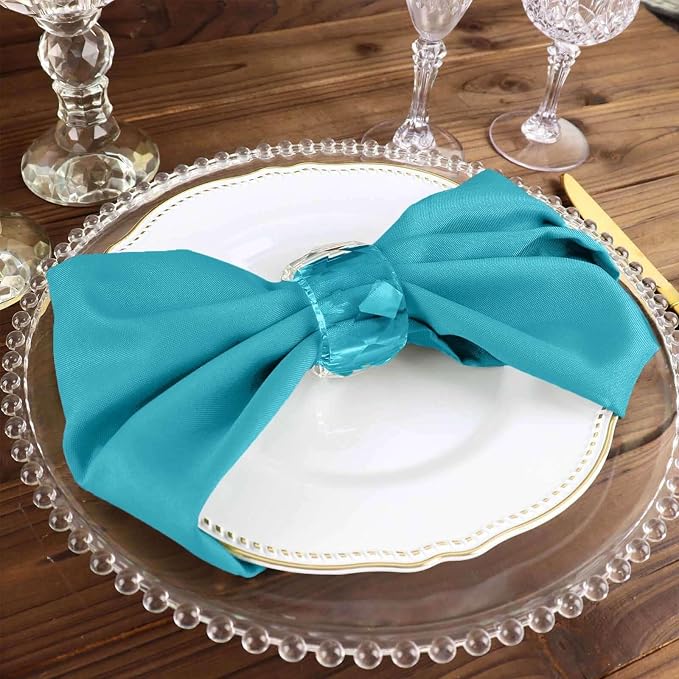 Efavormart Premium Cloth Napkins Set of 50, 17x17 Inch Turquoise Seamless Dinner Napkins, Washable Linen Table Napkin Cloth with Hemmed Edges for Weddings, Party and Banquet - Image 6