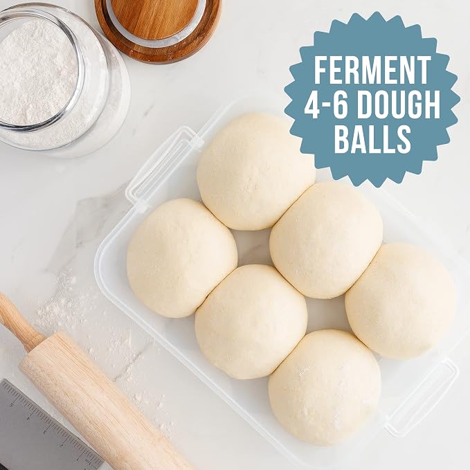 Chef Pomodoro Dough Proofing Box 14x11-In, 4-6 Proofing Balls, Blue 2-Pack | Household Pizza and Bread Dough Preparation Container With Lid, Featuring a Convenient Carry Handle for Easy Daily Carrying - Image 2