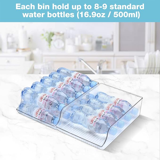 Puricon 2 Pack Water Bottle Dispenser Organizer for Refrigerator Bundle with Drink Organizer for Fridge Pusher Glide - Image 2