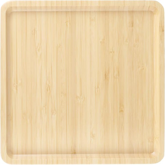 BambooMN Square Bamboo Serving Tray - 9x9 - Vertical Tray by BambooMN