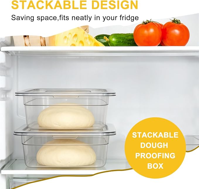 4pcs Dough Proofing Container, 5QT Large Capacity Holds Up to 6.6Lb of Dough, BPA-Free Tray with Lid Dough Rising Box for Bread, Sourdough, Pizza - Image 4