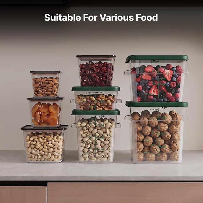 8 Pack Food Storage Containers with Lids；BPA-Free Cereal, Rice, Flour, Pasta & Snack Container, Stackable & Durable,Kitchen Pantry Organizer （0.95qt+1.5qt+2.2qt+3.2qt+4 * 8qt） - Image 6