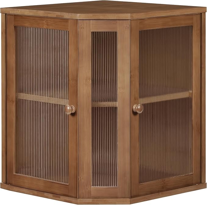 HOOBRO Bread Box, Bamboo Bread Box for Kitchen Countertop, 2-Tier Corner Bread Box, Large Capacity Bread Bin, Food Storage Box, Bread Storage Container for Kitchen, Dining Room, Brown BR12MB01 by HOOBRO
