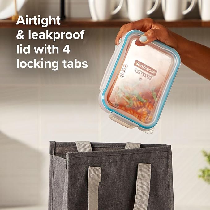 Snapware Glass Total Solutions (12-Pack) Food Storage Containers Set | Airtight & leakproof plastic locking BPA-free lids, freezer, dishwasher, microwave safe - Image 3