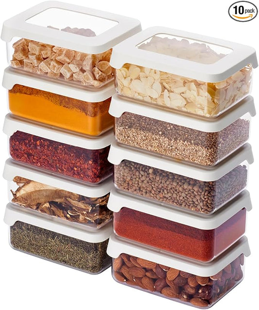 SmartStore Clear Airtight Dry Food Containers with Lids 0.35L Set of 10-20% Bio-based Plastic Storage Box with Lid, BPA Free, Dishwasher Safe - Stacking Kitchen Storage Containers - 12.5 x 9 x 5cm by SmartStore