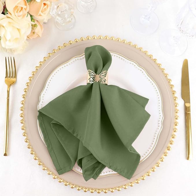 Efavormart Premium Cloth Napkins Set of 100, 17x17 Inch Willow Green Violet Seamless Dinner Napkins, Washable Linen Table Napkin Cloth with Hemmed Edges for Weddings, Party and Banquet by efavormart