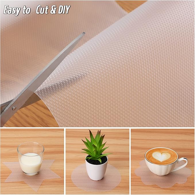 Anoak Shelf Liner Non-Slip Drawer Liner for Kitchen, Non Adhesive Cabinet Liner 12 Inch x 15 FT(180 Inch) Waterproof Refrigerator Liners for Kitchen Drawer, Bathroom Shelves Diamond Pattern Clear - Image 2