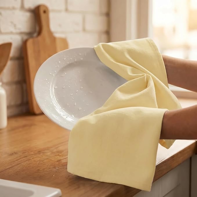 Urban Villa Kitchen Towels Cotton Dish Towels 20”x30” (Set of 6) Yellow - Image 7