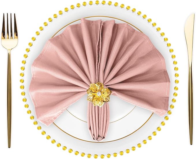 SuperO Set of 40 Cloth Napkins 17 x 17 Inch, Polyester Solid Washable Dinner Napkins with Hemmed Edges,Great for Restaurant, Wedding and Party(Dusty Pink) by SuperO