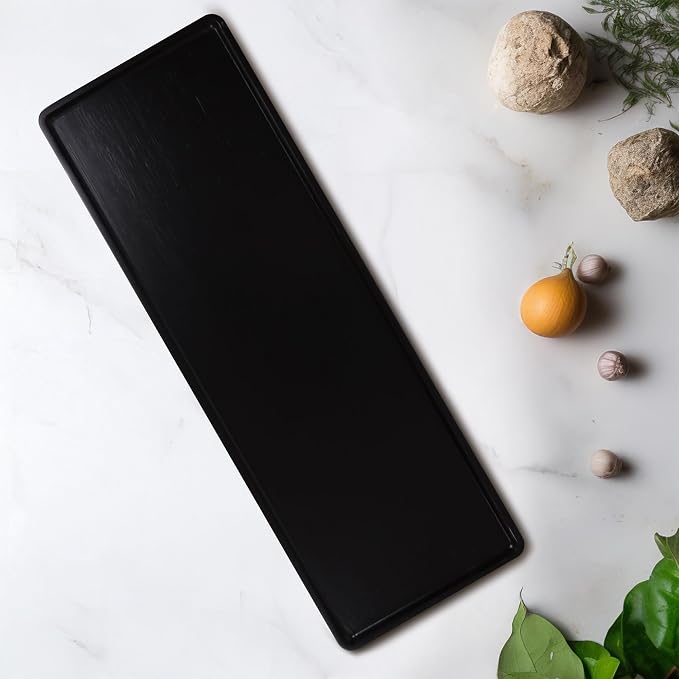 Bamboo Serving Tray - 26" x 9" x 0.75" - Black - 3 Trays - Image 9