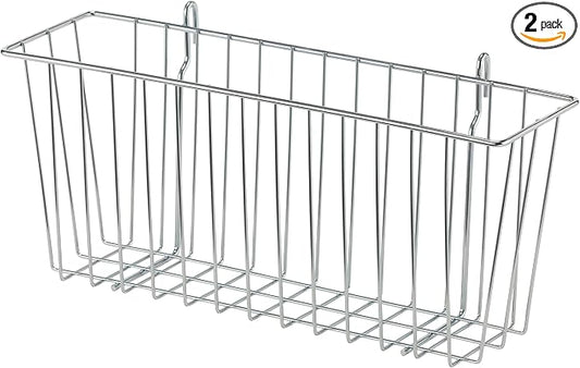 TRINITY EcoStorage 15-Inch Metal Hanging Basket to Use With Shelf Units and Storage Racks for Garage, Kitchen, and Closet Organization, NSF Certified, 10 Pound Capacity, Chrome, 2-Pack by TRINITY