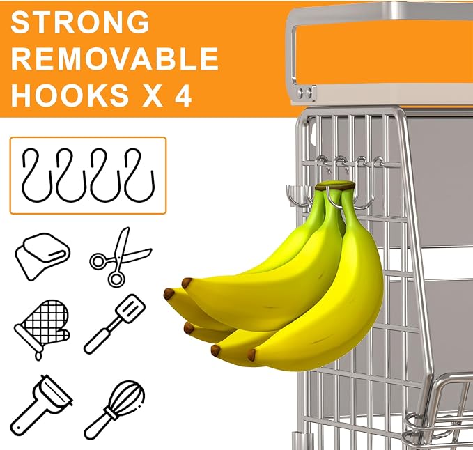 Wire Fruit Basket 2 IN 1 Magnetic & Hanging Wall Produce Basket with Spice Rack for Potato Onion Vegetable Storage for Pantry,Kitchen Countertop and Fridge Organizer - Image 3