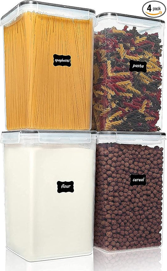 Vtopmart Extra Large Airtight Food Storage Containers, 6.5L, 4 Pcs | For Bulk Flour and Sugar Storage, Airtight Seal, Multiple Sizes, BPA Free, Food Grade Material, Dishwasher Safe (Not Lids) by Vtopmart