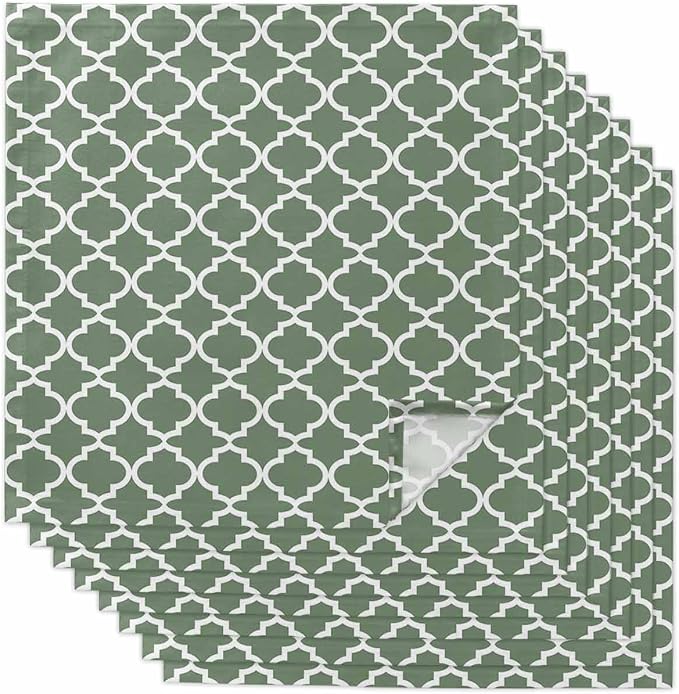 Cloth Napkins Set of 8-20x20 Inches, Sage Green Morocco Washable Reusable Table Napkins, Minimalist Boho Ethnic Abstract Motif Soft & Absortbent Dining Napkin for Party Wedding Hotel Restaurant by Unknown