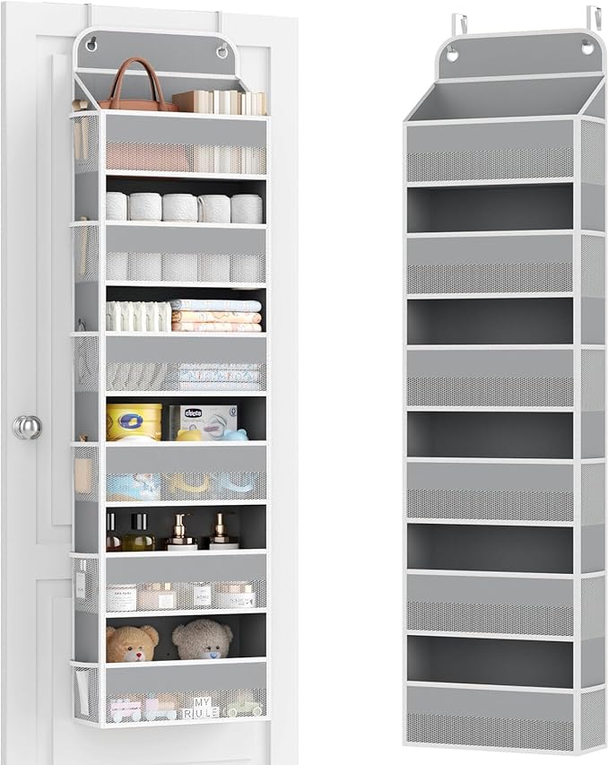 Yecaye 6 Tier Over the Door Organizer, 52.8lbs Capacity Door Organizer Hanging with 12 Mesh Pockets, Behind the Door Storage for Closet Baby Nursery Bathroom Bedroom,and Dorm,1Pc by Yecaye