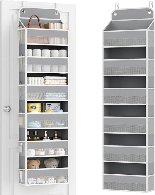 Yecaye 6 Tier Over the Door Organizer, 52.8lbs Capacity Door Organizer Hanging with 12 Mesh Pockets, Behind the Door Storage for Closet Baby Nursery Bathroom Bedroom,and Dorm,1Pc by Yecaye
