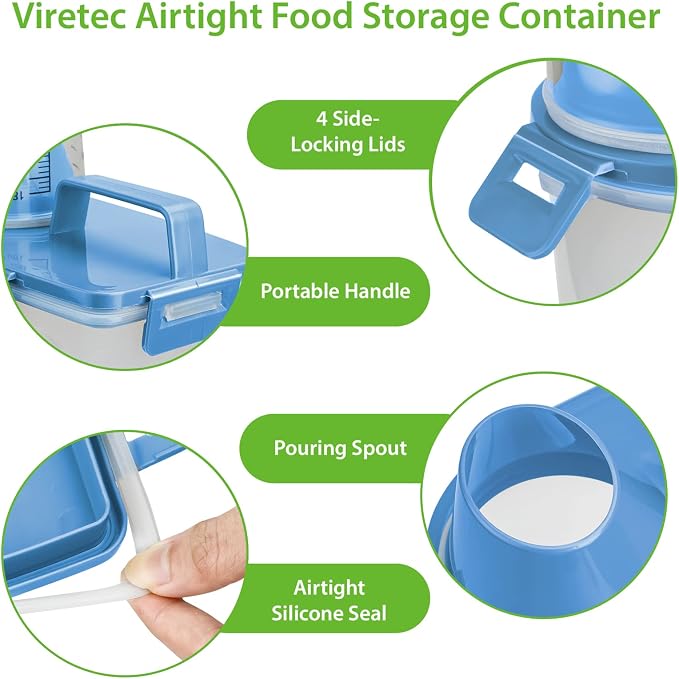 Viretec Rice Airtight Storage Container, 3 to 5Lbs Cereal Dry Food Flour Bin, Pet Dog Cat Food Dispenser with Measuring Cup, BPA Free Clear Plastic Kitchen and Pantry Organization Bin for Sugar, Pasta - Image 7